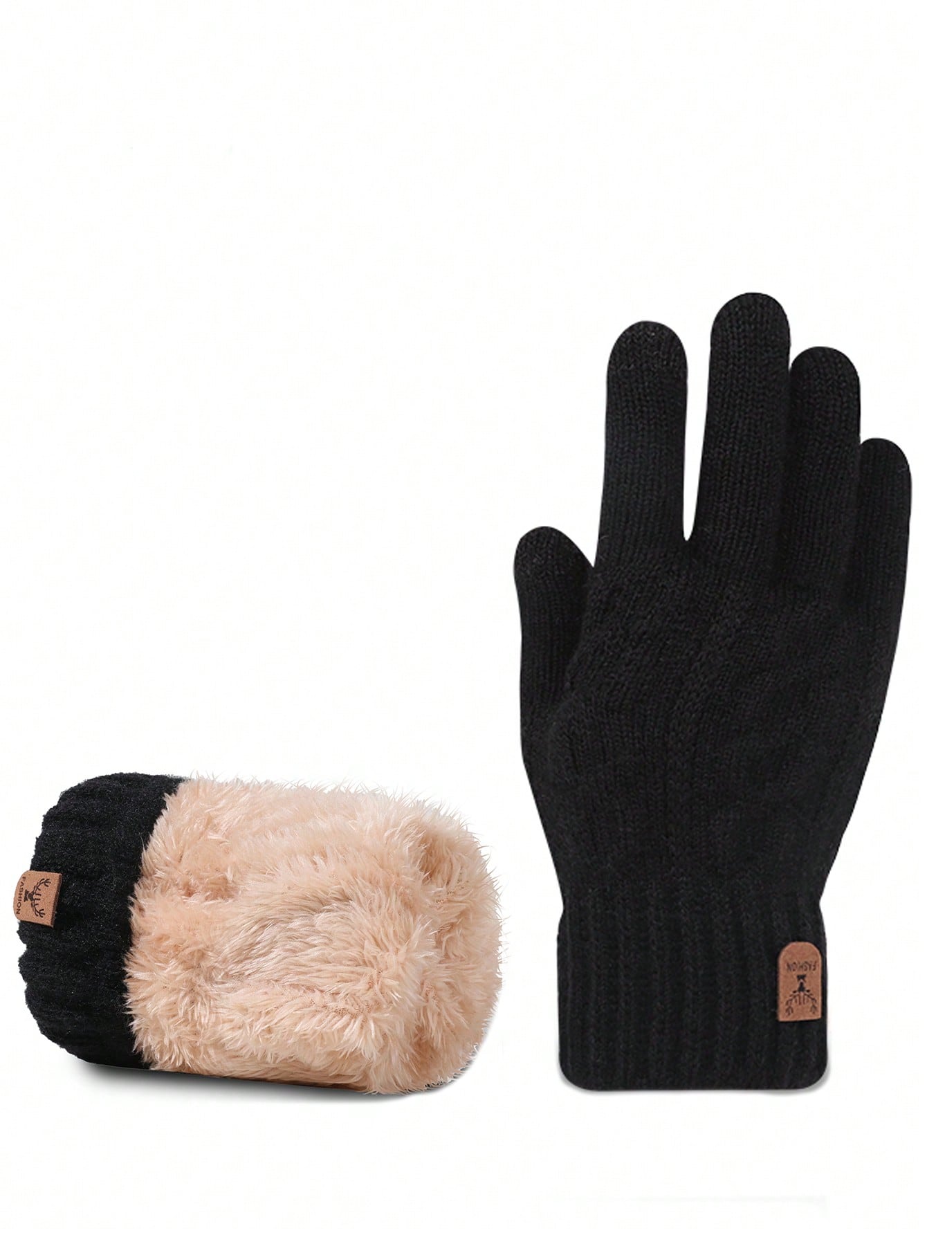 1pair Unisex Thermal Lined Winter Warm Gloves, Touch Screen