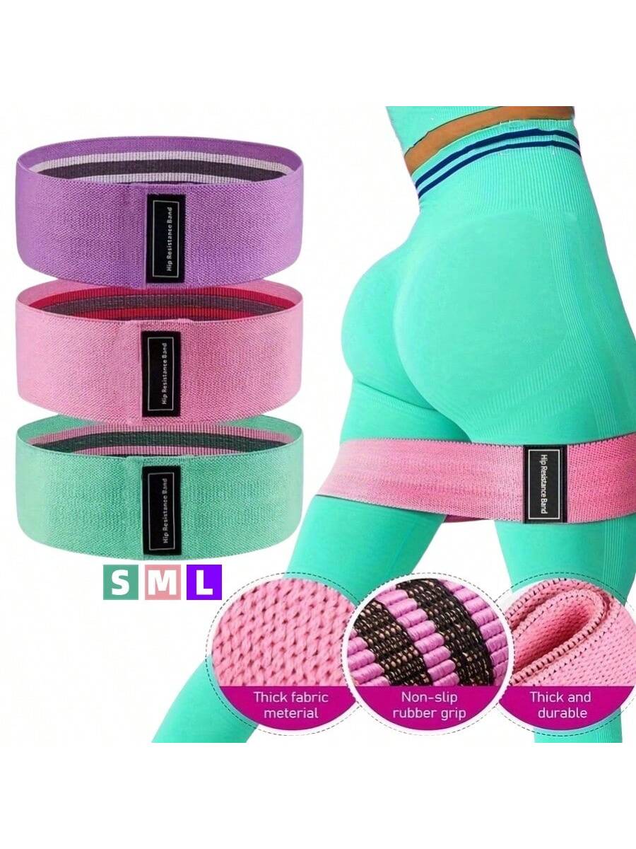 1/3pcs Fitness Elastic Bands With Resistance Level, Exercise Training Tension Fabric Belt For Body Stretching, Yoga Pilates Workout Equipment,Suitable For Gym And Home Workouts