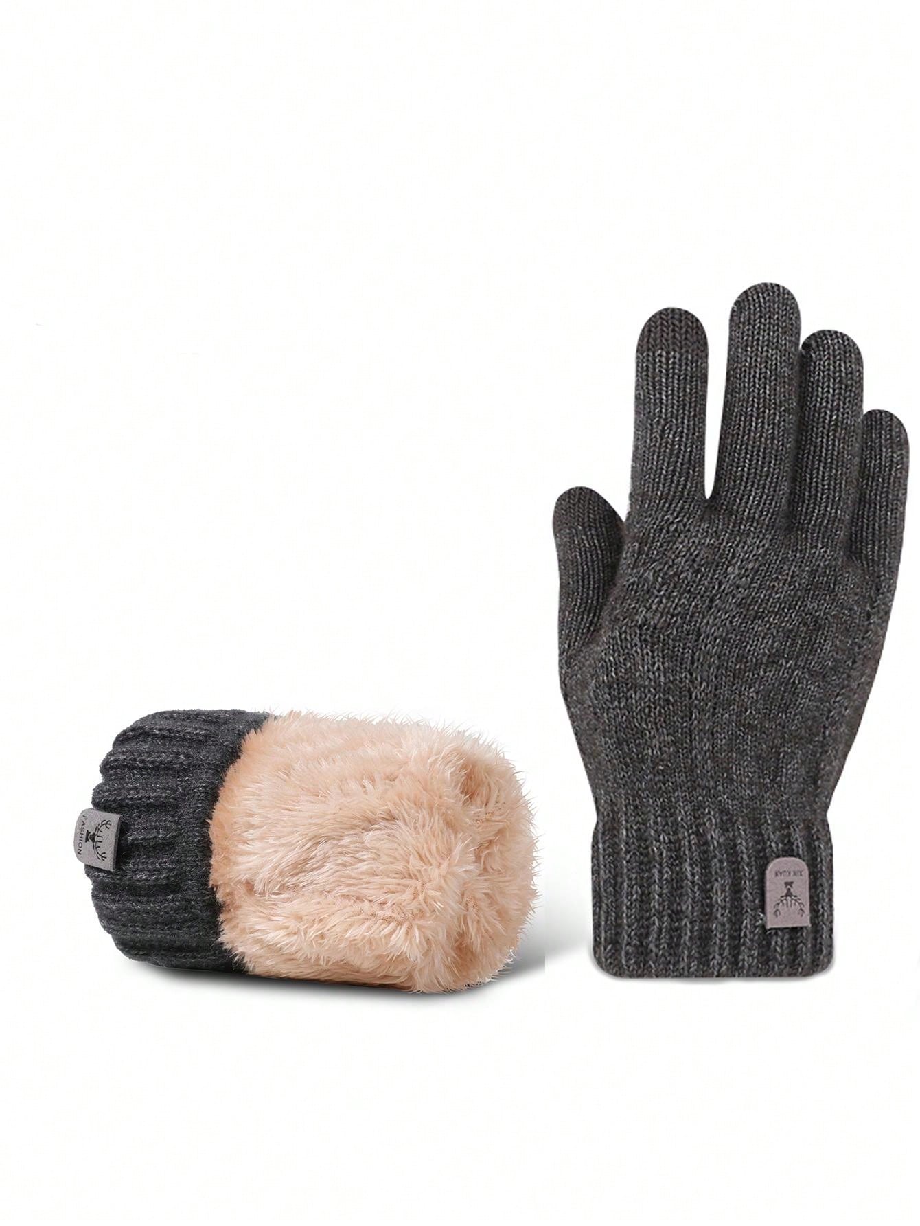 1pair Unisex Thermal Lined Winter Warm Gloves, Touch Screen