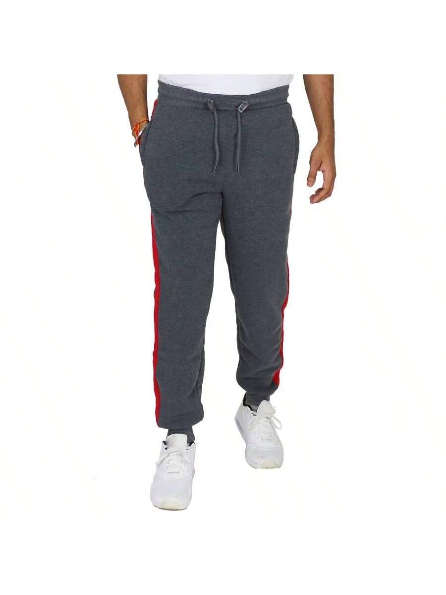 Galaxy by Harvic Men's Modern Fit Fleece-Lined Jogger Sweatpants With Side Stripe Trim Design