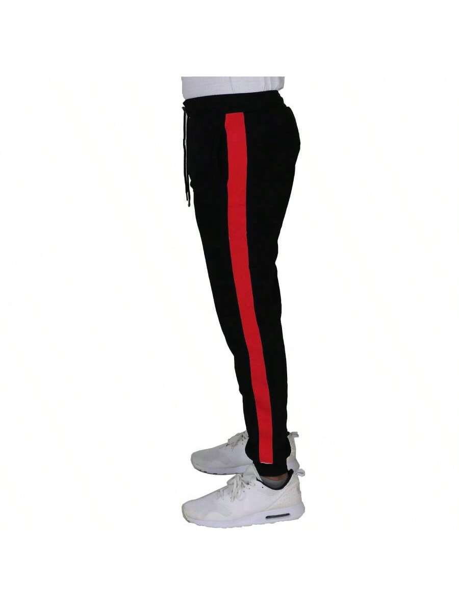 Galaxy by Harvic Men's Modern Fit Fleece-Lined Jogger Sweatpants With Side Stripe Trim Design