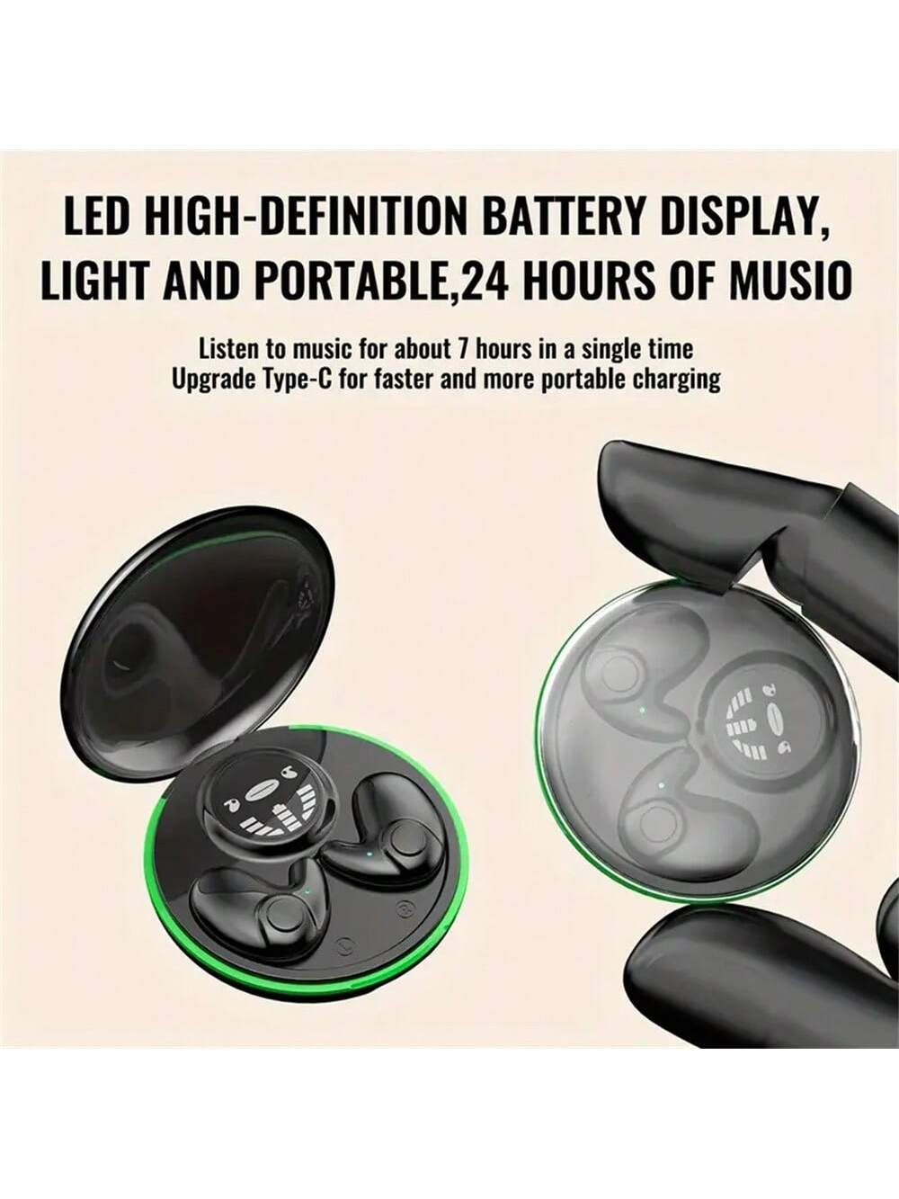 Ultra-Thin Sleeping Headphones 5.3 Wireless Bluetooth Headset Invisible Earbuds Hidden In Ear Button Sports Running HIFI Music Stereo Earphones Waterproof