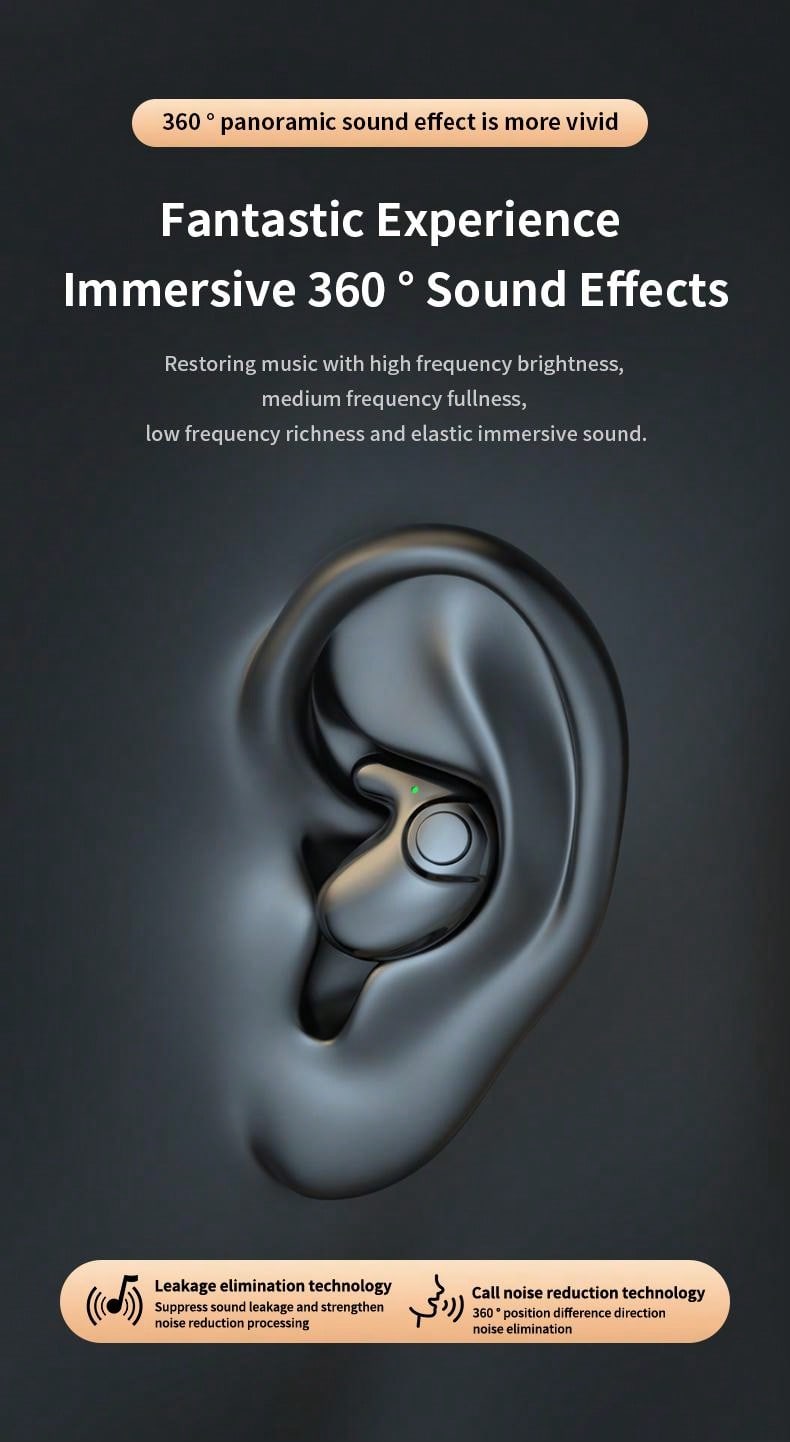 Ultra-Thin Sleeping Headphones 5.3 Wireless Bluetooth Headset Invisible Earbuds Hidden In Ear Button Sports Running HIFI Music Stereo Earphones Waterproof