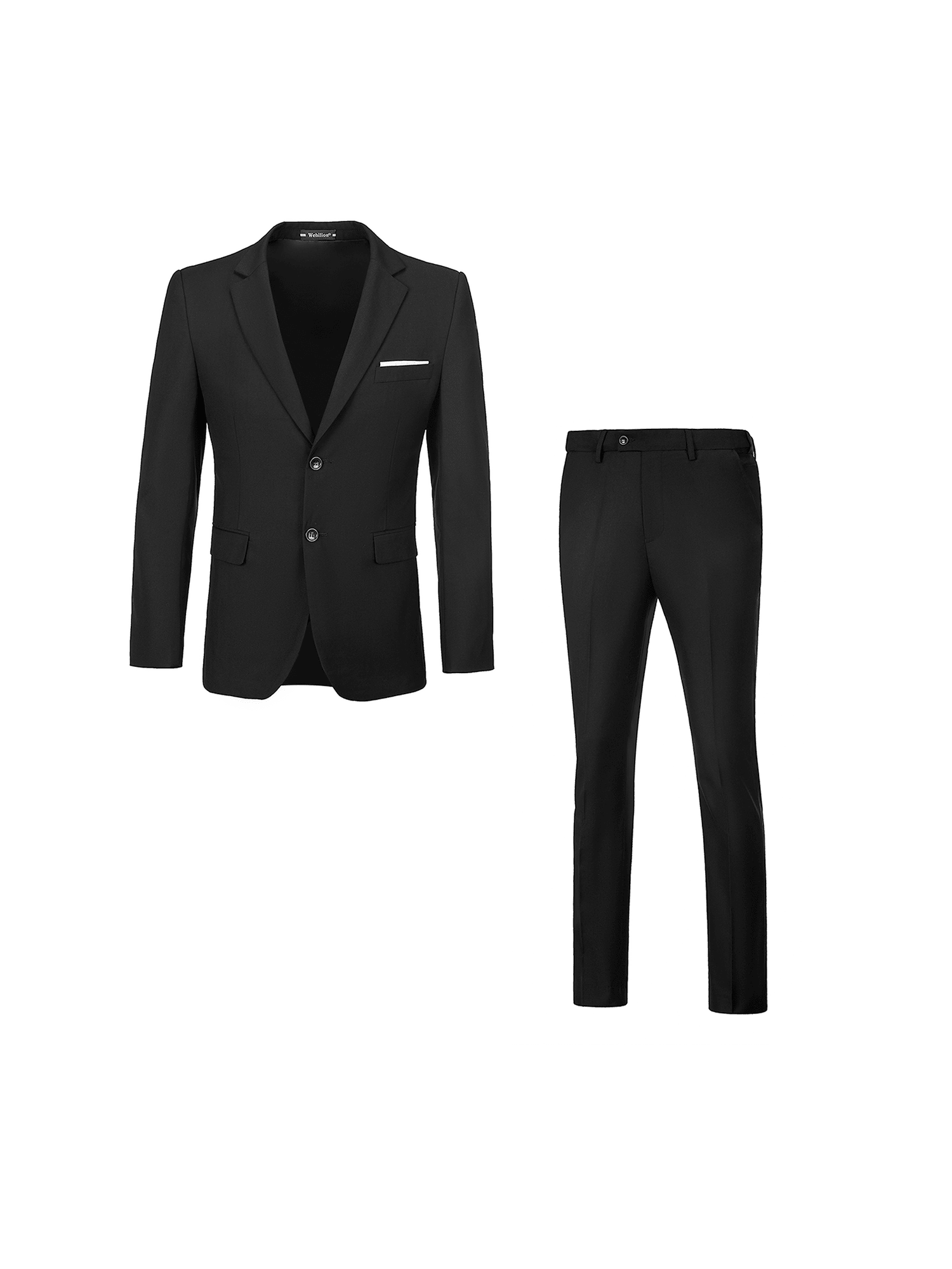 Men's Slim Fit 2 Piece Suit, 2 Button Notch Lapel Solid Jacket Pants Set, Party Wedding Dress Blazer Tux