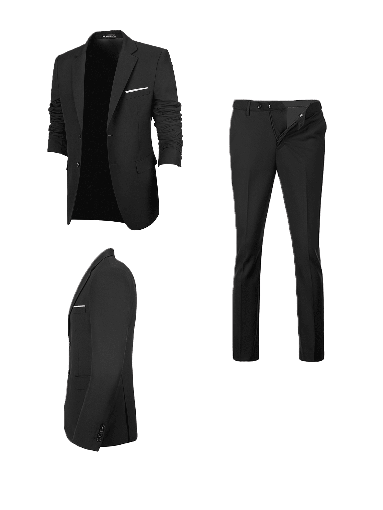 Men's Slim Fit 2 Piece Suit, 2 Button Notch Lapel Solid Jacket Pants Set, Party Wedding Dress Blazer Tux