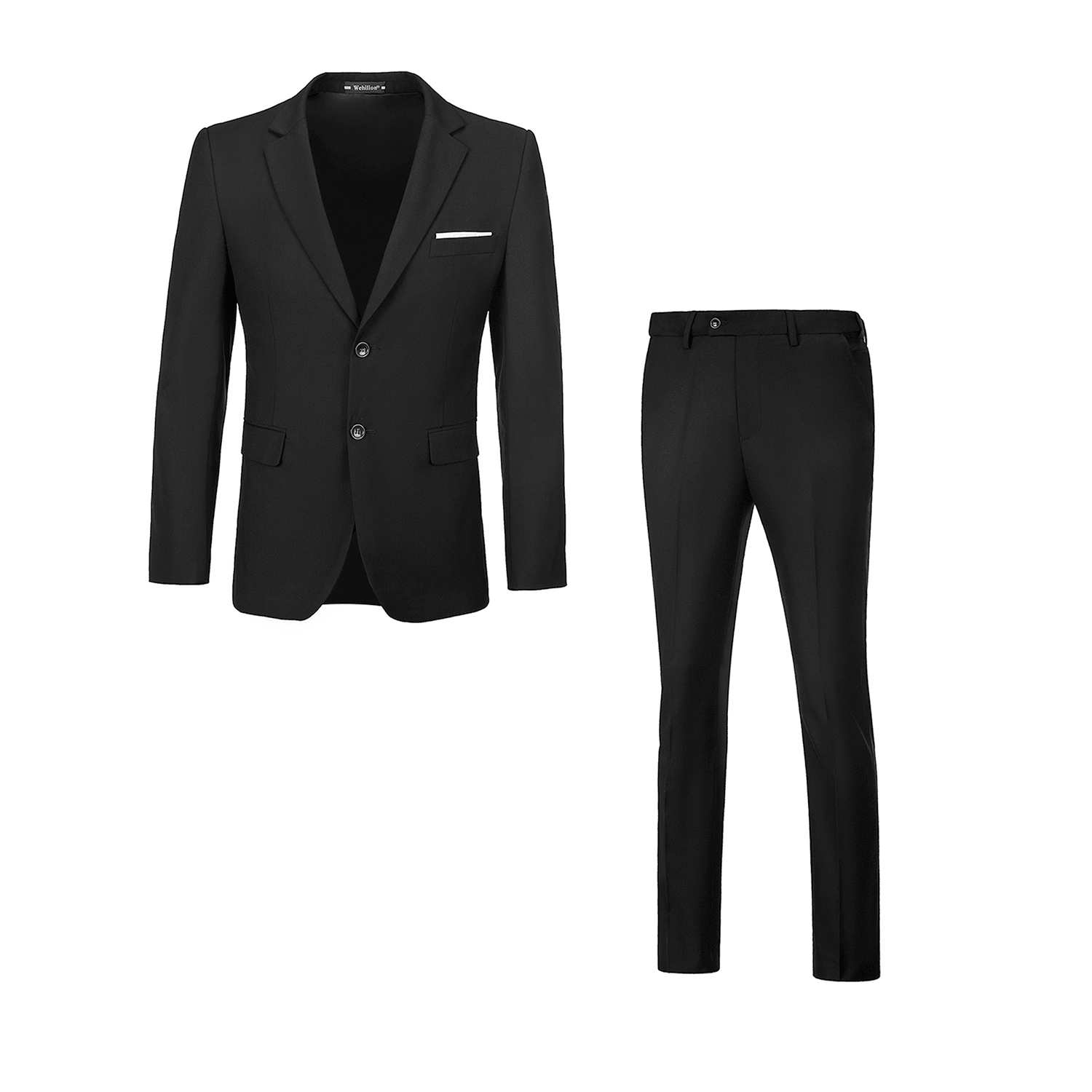 Men's Slim Fit 2 Piece Suit, 2 Button Notch Lapel Solid Jacket Pants Set, Party Wedding Dress Blazer Tux