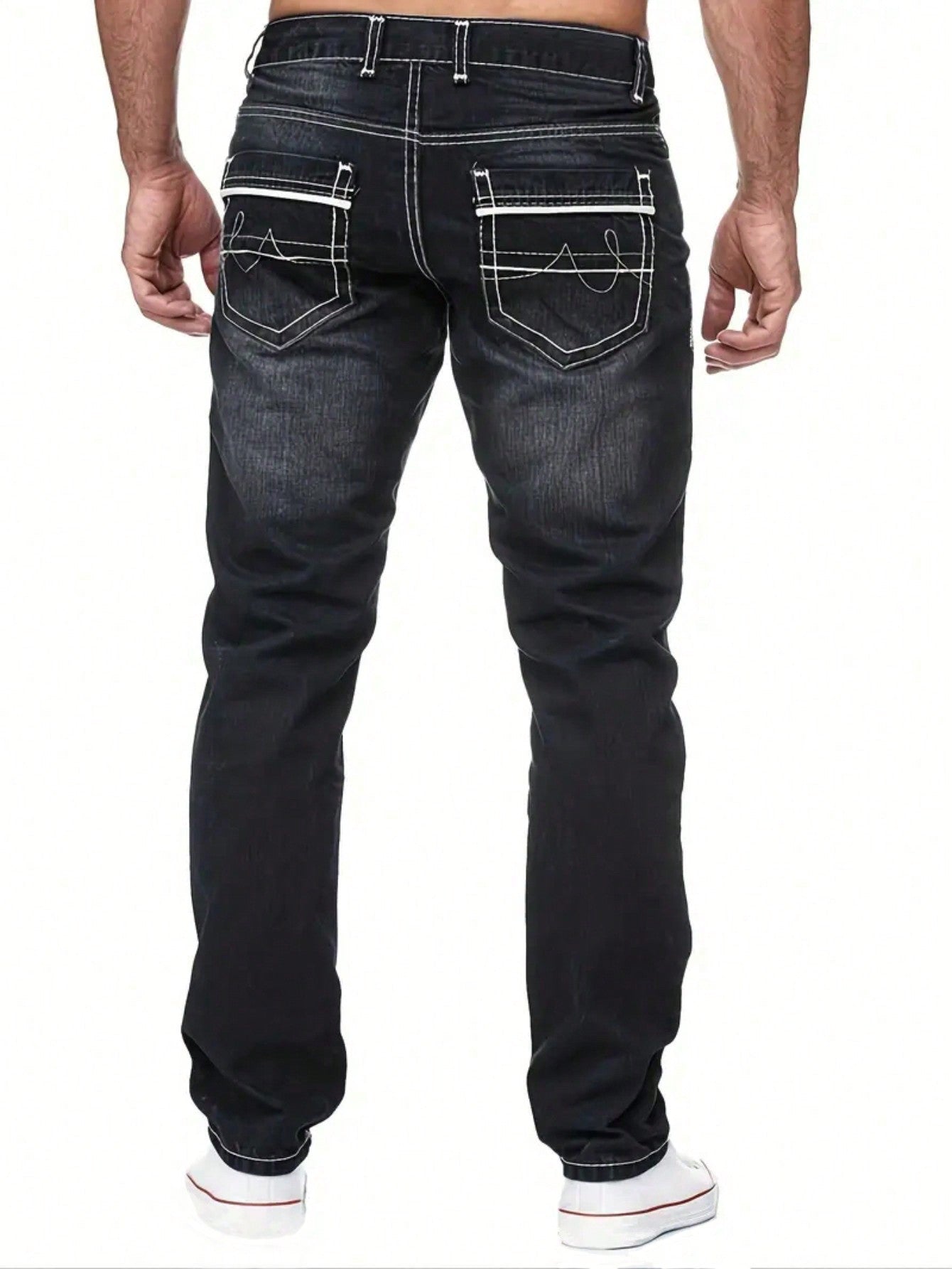 Men's Straight-Leg Slim Fit Black Casual Comfortable Denim Jeans For City Walking And Outdoor Activities