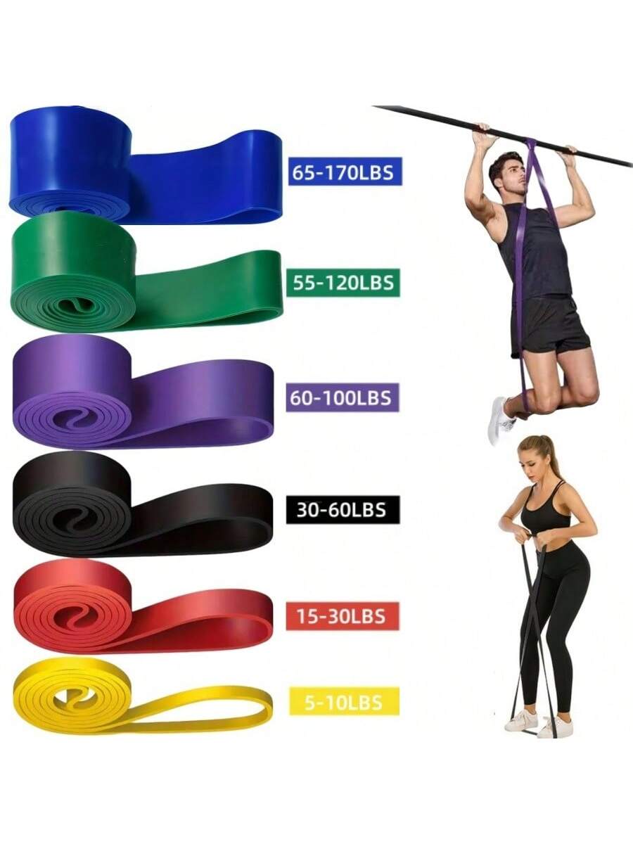 1pc/6pcs Fitness Elastic Band, Yoga Resistance Band, Suitable For Strength Training, Pilates, Yoga, Fitness