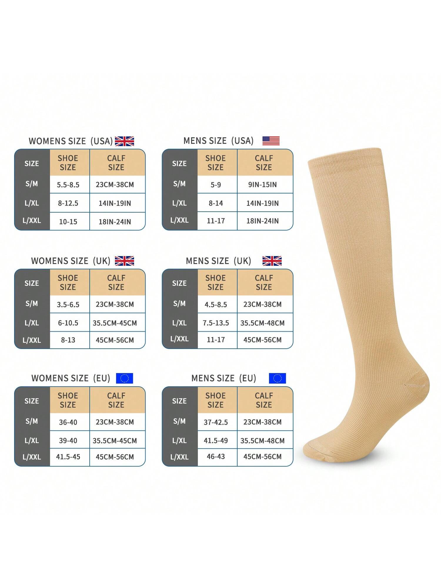 3 Pairs Cycling Compression Socks, Elastic Stockings For Men