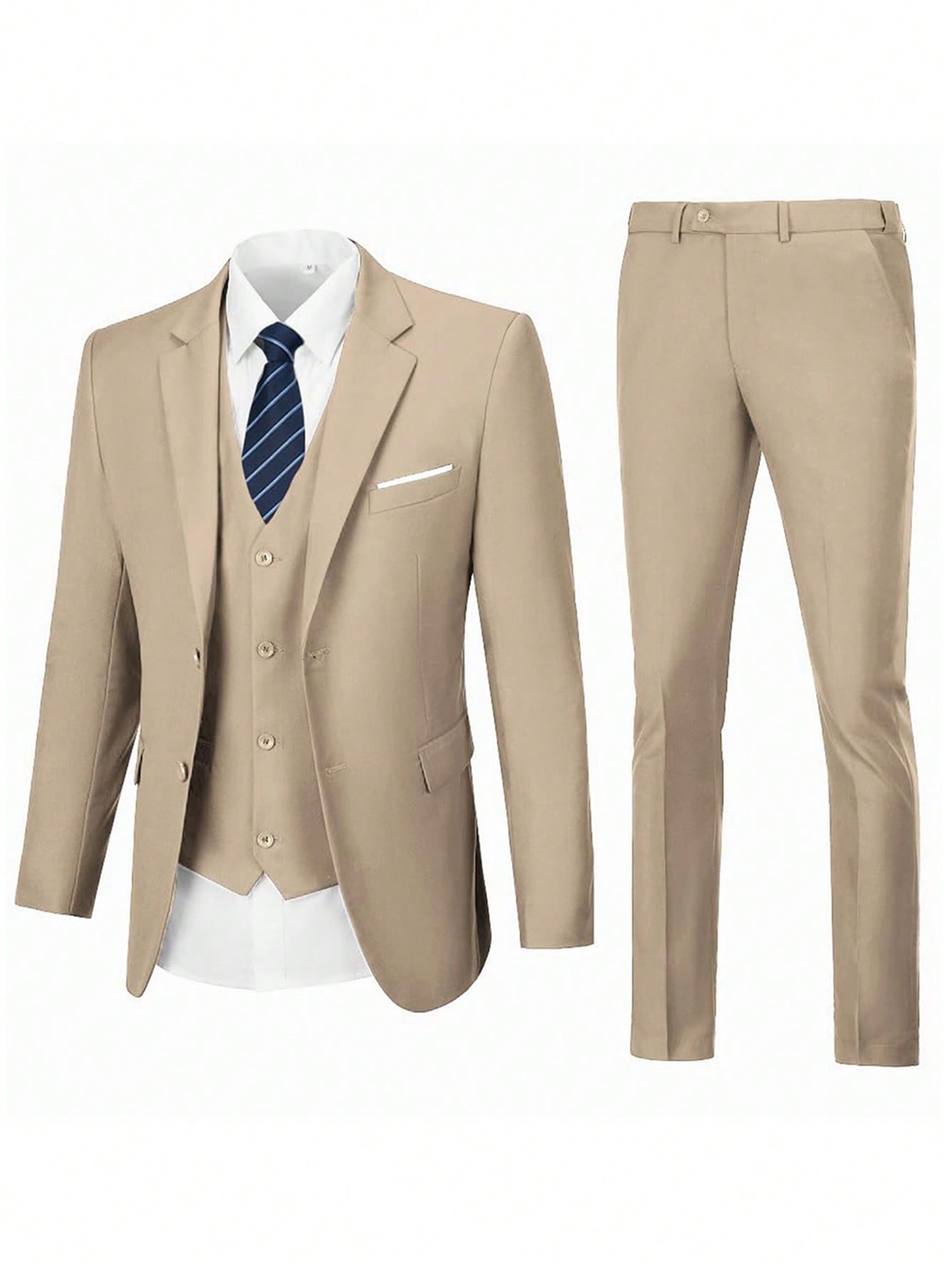 Adult Men's Three-Piece Suit Jacket Trousers Vest