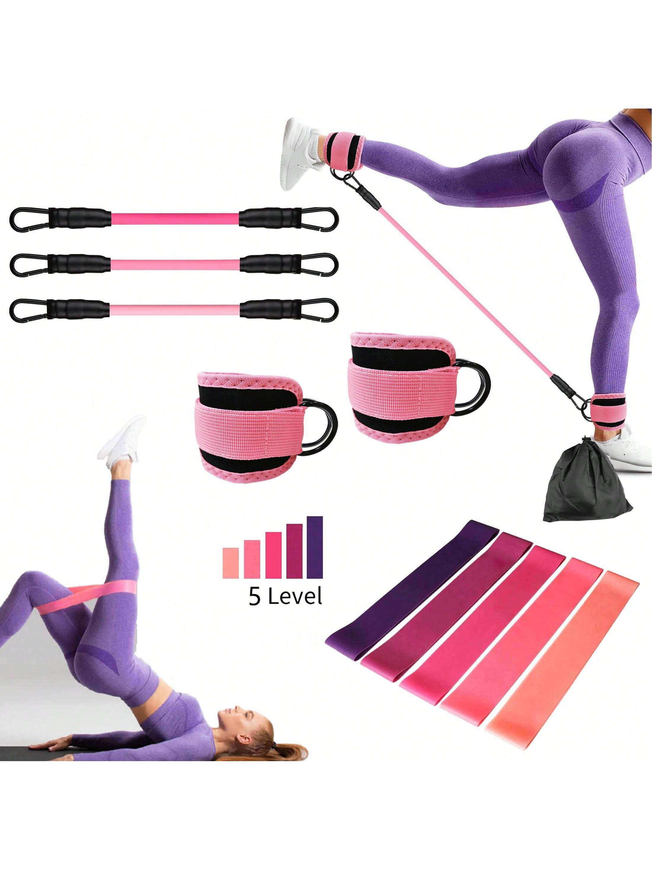 11 Piece Set, Resistance Bands, Men's And Women's Exercise Training Bands, 5 Sets Of Calf Elastic Bands, Pilates Elastic Bands