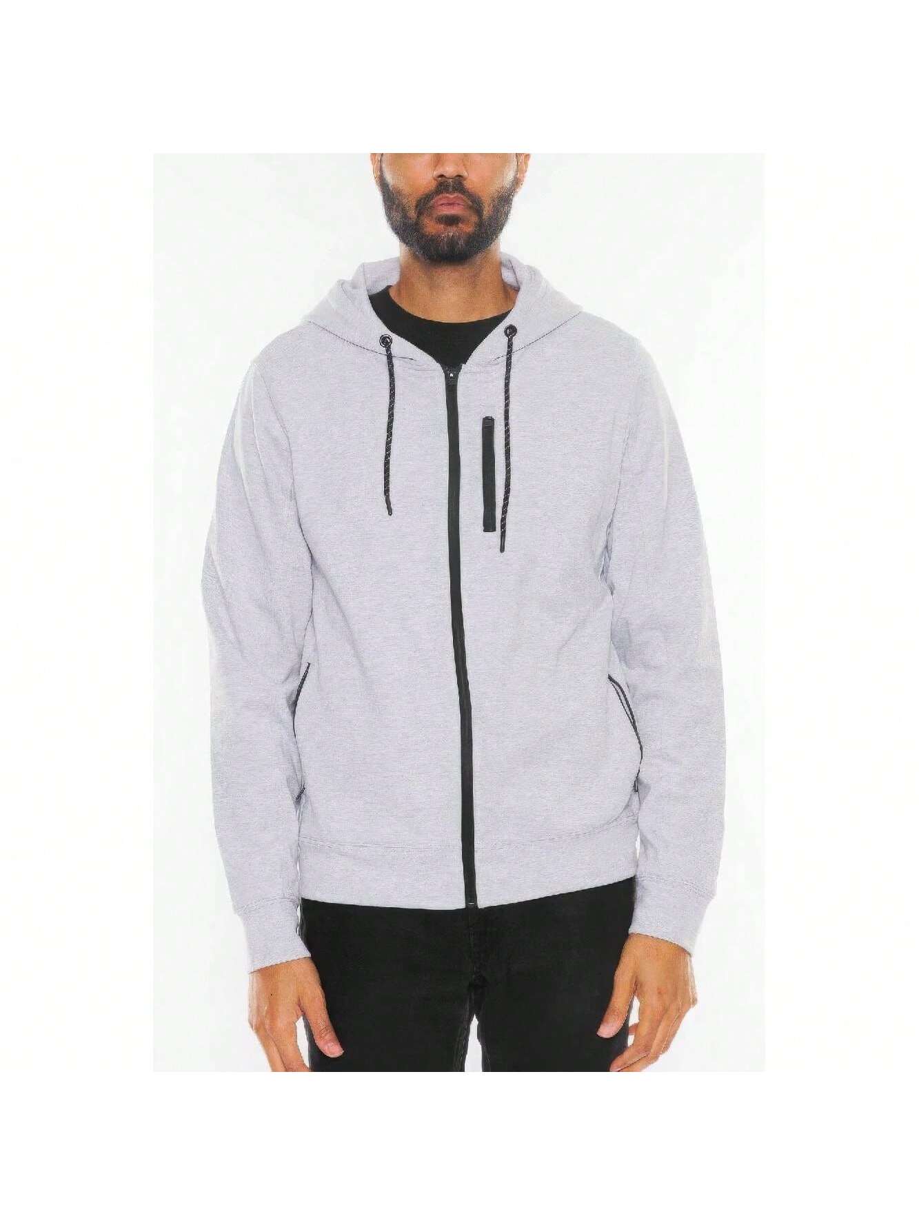 Solid Heathered Zip Up Jacket