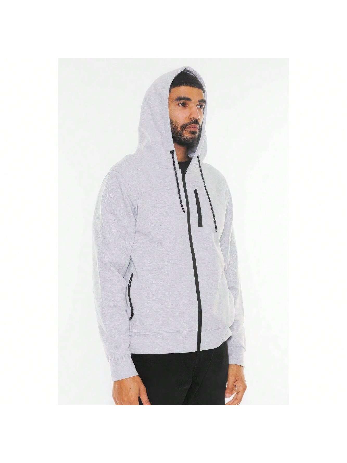 Solid Heathered Zip Up Jacket