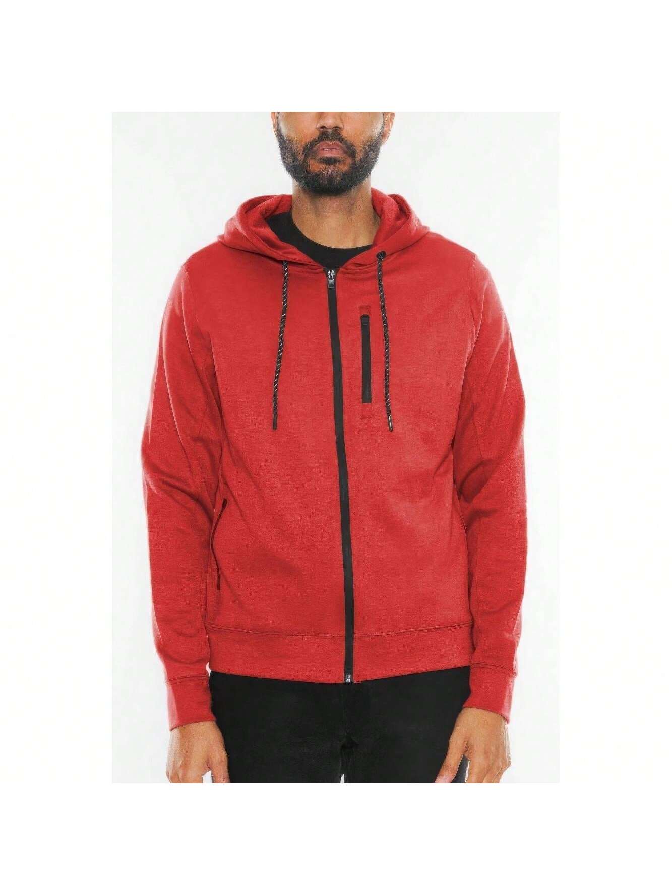 Solid Heathered Zip Up Jacket