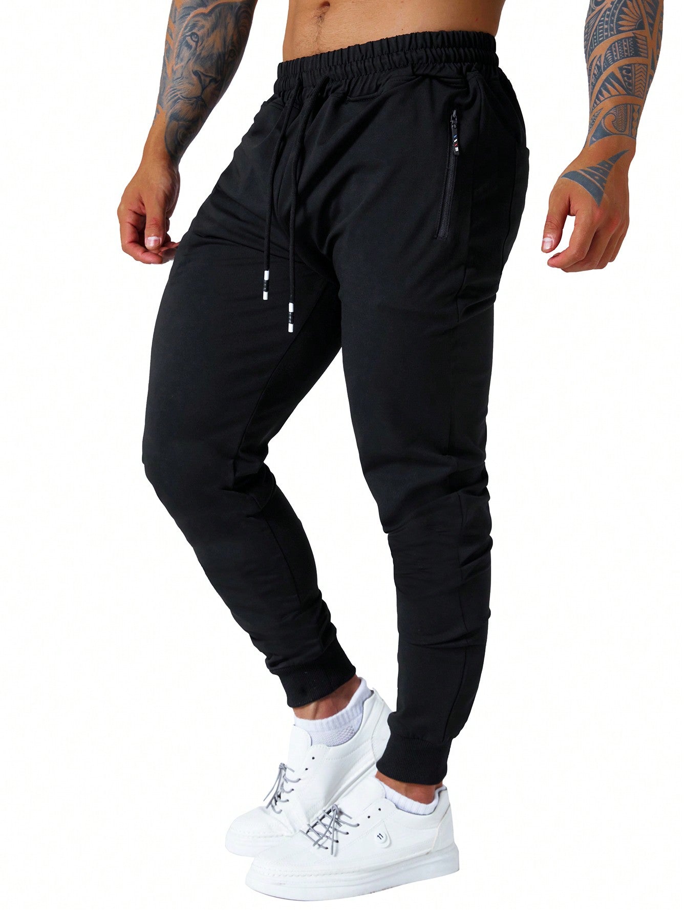 3 Pcs Mens Jogger Sweatpants With Drawstring Zipped Pockets Athletic Track Pants For Gym Running Workout