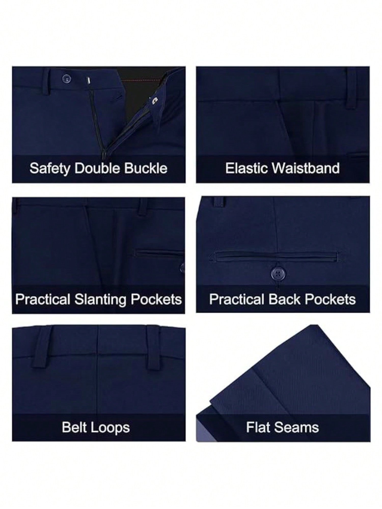 Mens Slim Fit 2 Piece Suit Two Button Notched Lapel Solid Suit Jacket Pants Set Tuxedo For Prom,Navy Blue