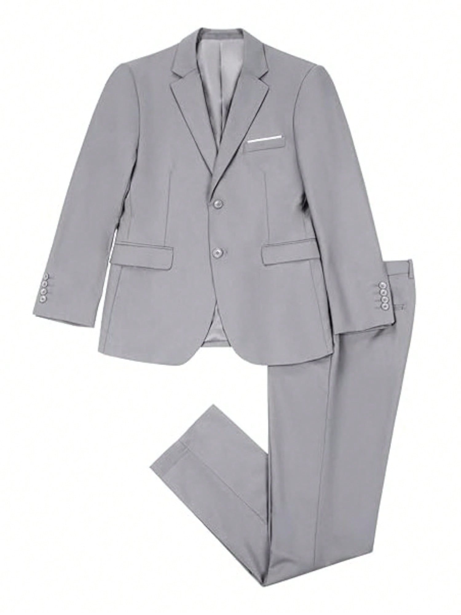 Mens Slim Fit 2 Piece Suit Two Button Notched Lapel Solid Suit Jacket Pants Set Tuxedo For Prom,Light Grey