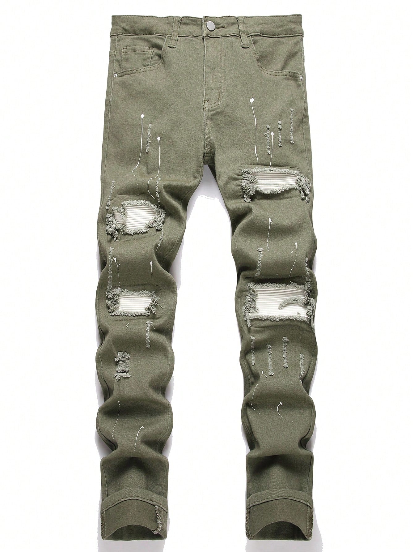 Manfinity LEGND Men's Distressed Slim-Fit Casual Denim Jeans With Pockets