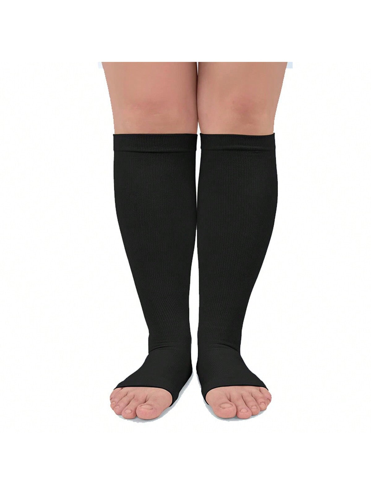 1 Pair Toe-Less Compression Socks With Side Zipper, Toe Exposed Pressure Socks, Multi-Functional Calf Sleeves, Sleep Elastic Compression Hosiery, Suitable For All-Day Wear, Sports Socks