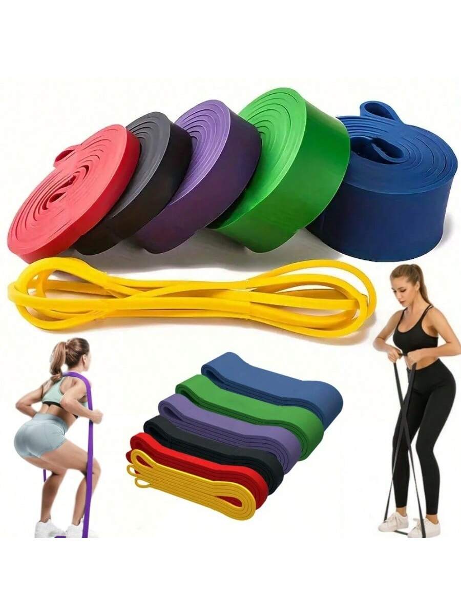 1pc/6pcs Fitness Elastic Band, Yoga Resistance Band, Suitable For Strength Training, Pilates, Yoga, Fitness