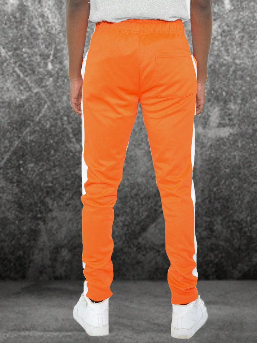 Men Side Stripe Ankle Zipper Track Pants Jogger  Sweatpants Contrast Color Hem Zipper