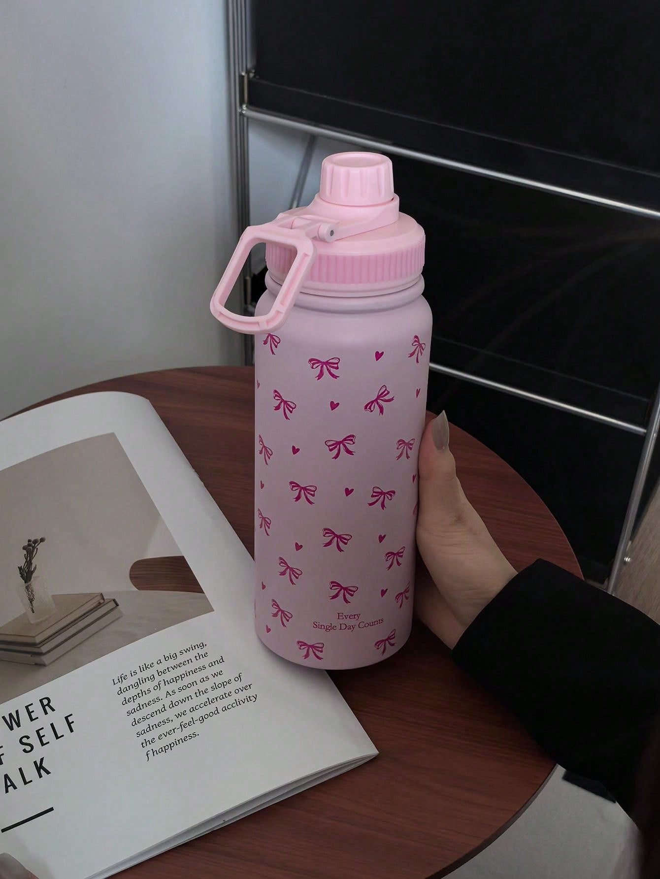 1pc 600ml/20.29oz, 800ml/27.06oz, 1000ml/33.82oz Pink Bow