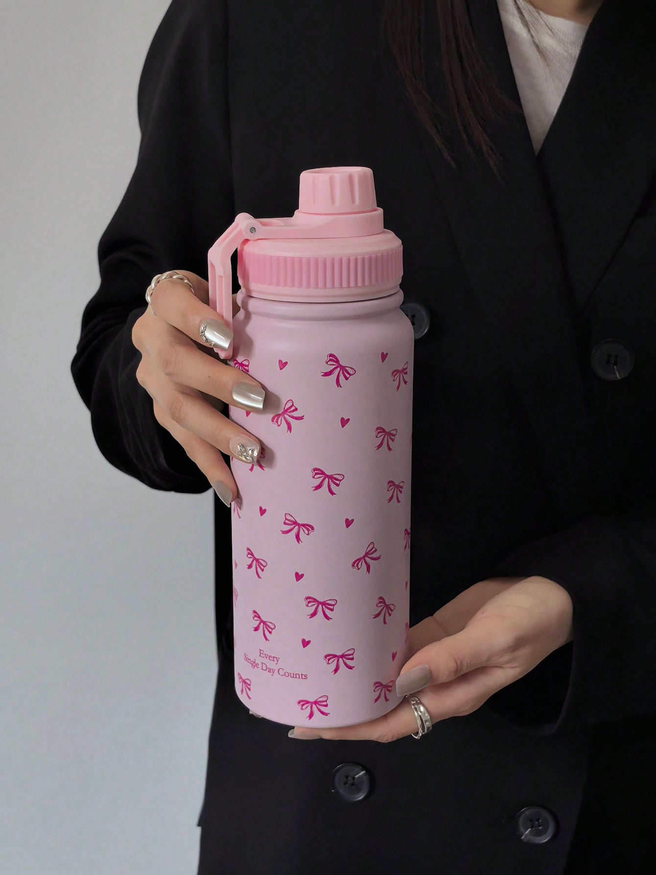 1pc 600ml/20.29oz, 800ml/27.06oz, 1000ml/33.82oz Pink Bow