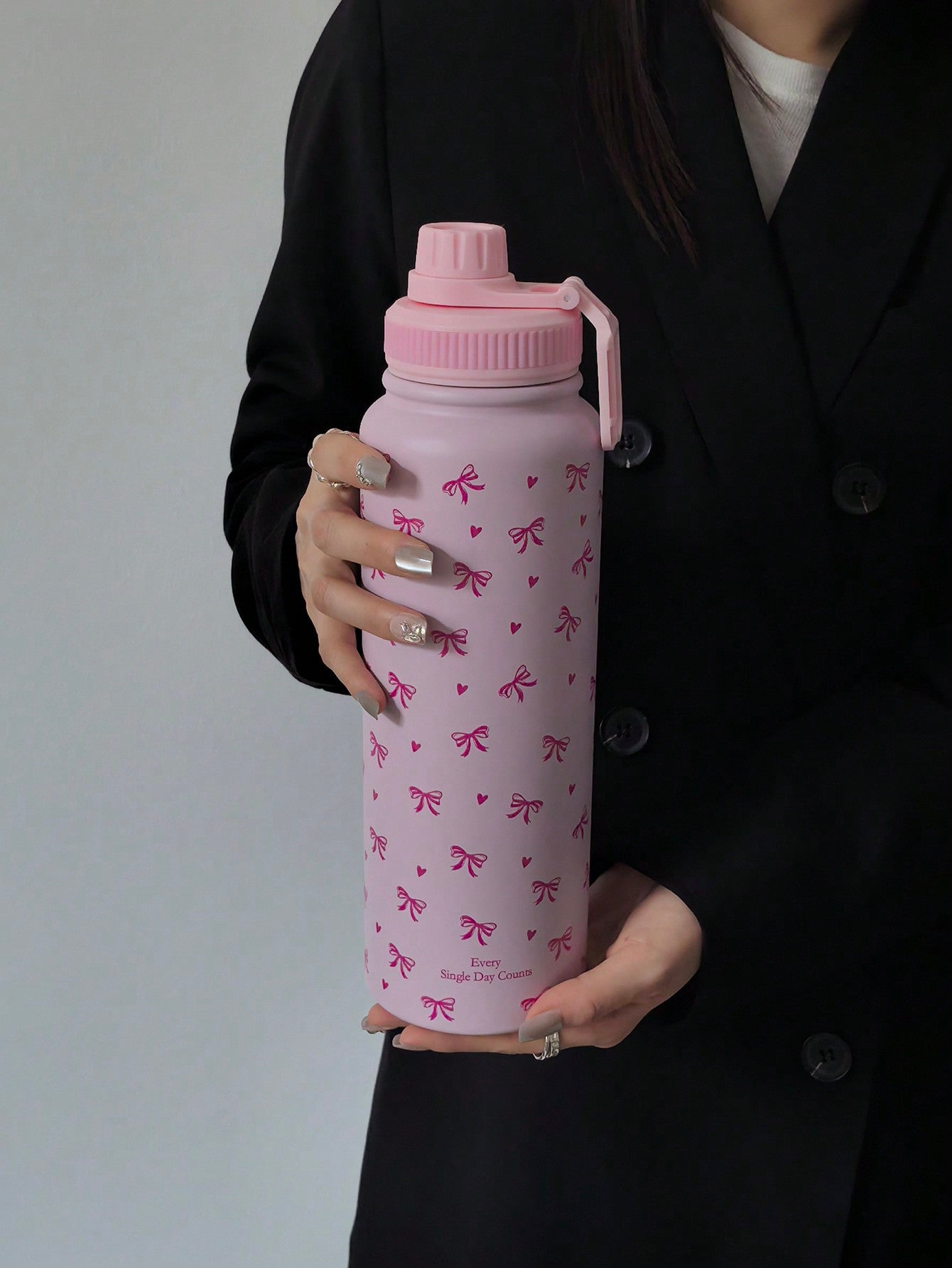 1pc 600ml/20.29oz, 800ml/27.06oz, 1000ml/33.82oz Pink Bow