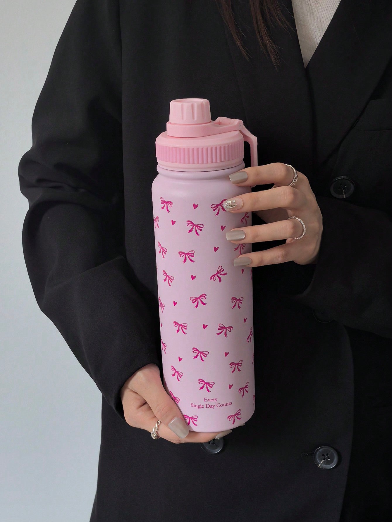 1pc 600ml/20.29oz, 800ml/27.06oz, 1000ml/33.82oz Pink Bow