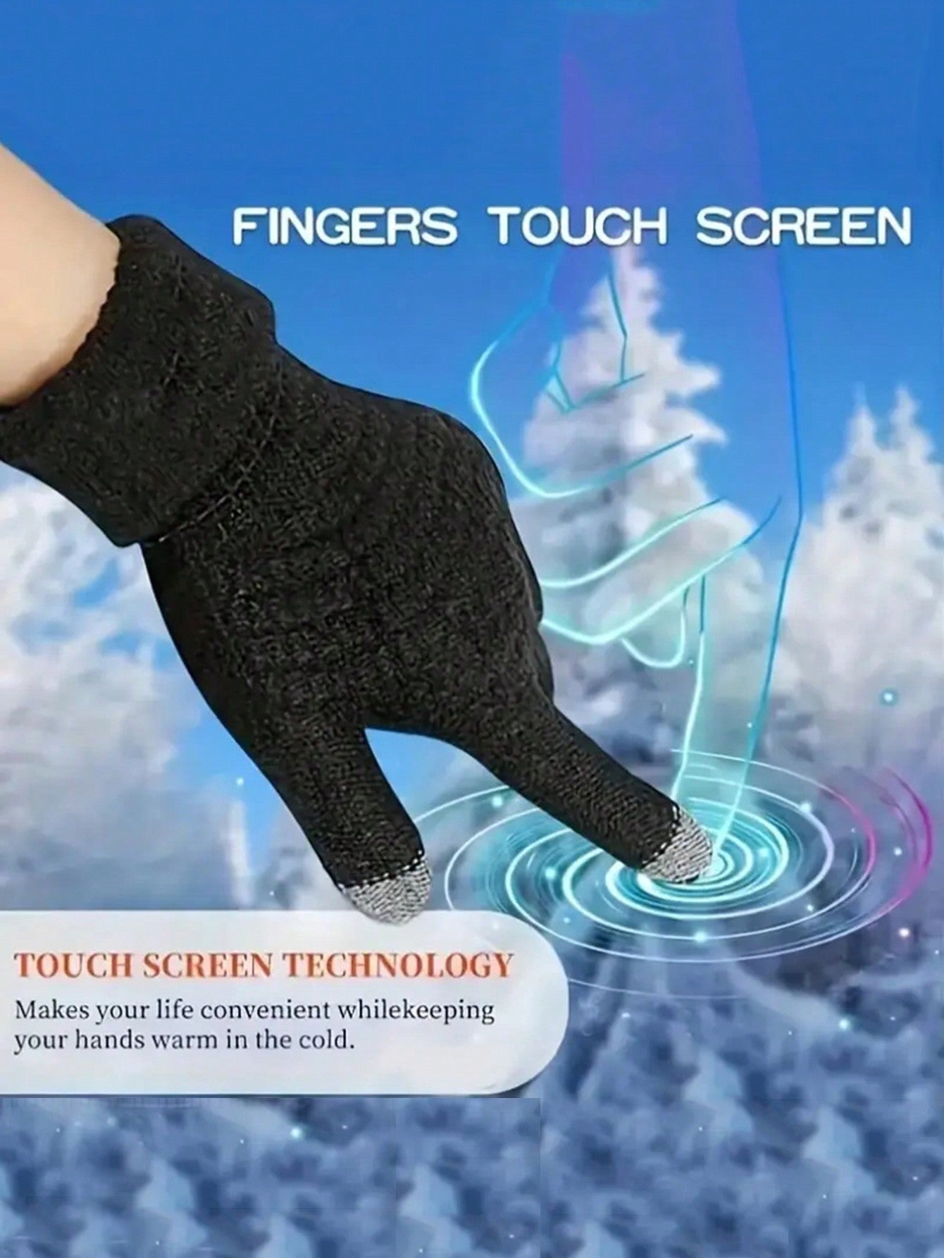 1 Pair Unisex Winter Warm Touchscreen Gloves, Thermal Lined Thickened Anti-Slip Knitted Gloves For Cycling, Driving, Outdoor Sports, Suitable For Men And Women