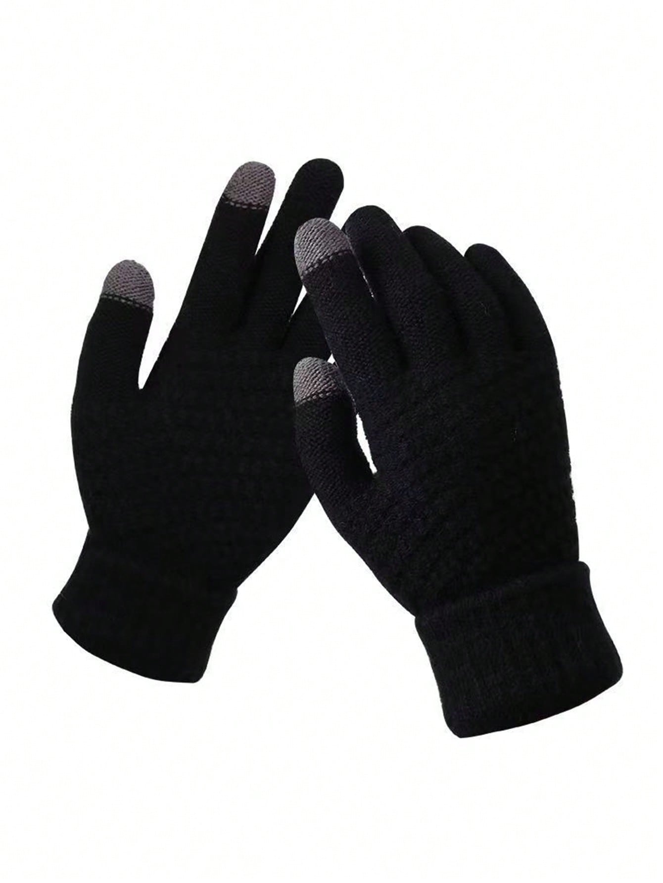 1 Pair Unisex Winter Warm Touchscreen Gloves, Thermal Lined Thickened Anti-Slip Knitted Gloves For Cycling, Driving, Outdoor Sports, Suitable For Men And Women