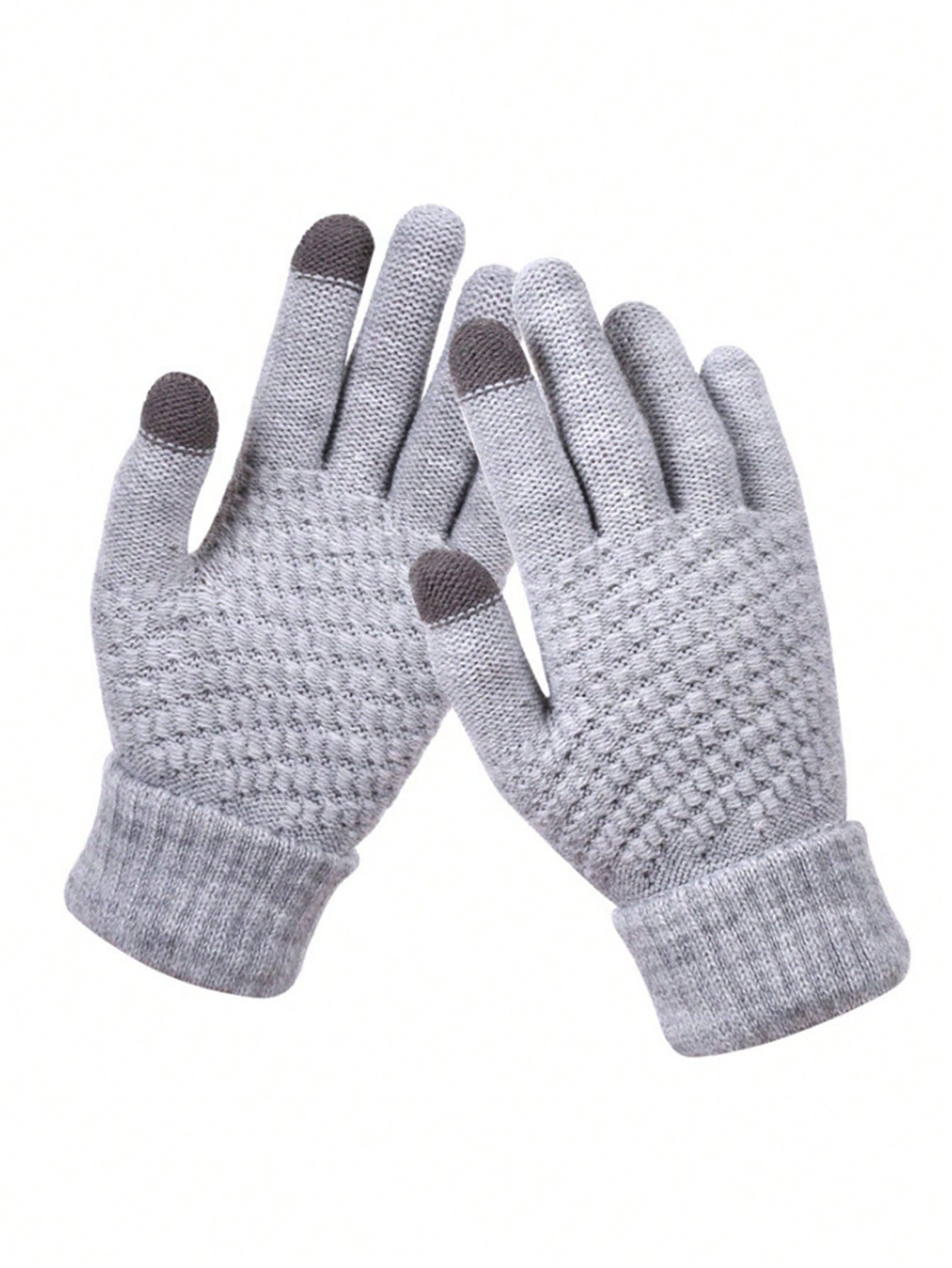 1 Pair Unisex Winter Warm Touchscreen Gloves, Thermal Lined Thickened Anti-Slip Knitted Gloves For Cycling, Driving, Outdoor Sports, Suitable For Men And Women