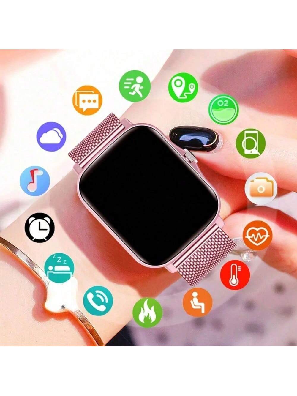 Smart Watch Full Touch Screen: With Sleep Tracker, Wireless Call, Pedometer, Music Control, Games, Fitness Smart Bracelet For Android/ IOS Phones, Perfect For Women