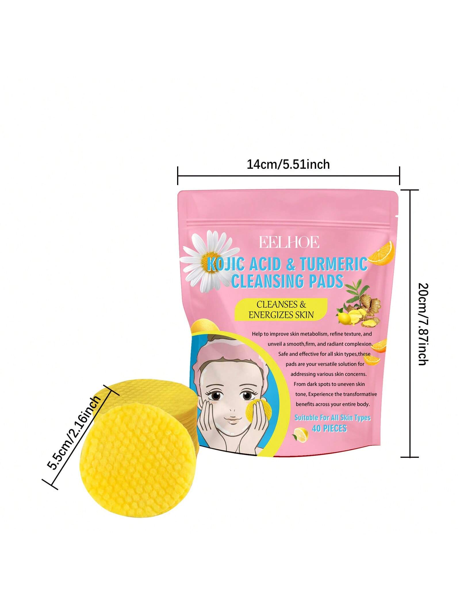 120pcs Turmeric Exfoliating Facial Pads, Gentle Cleansing, Refreshing, Moisturizing Skincare Cleansing Pads For Daily Care