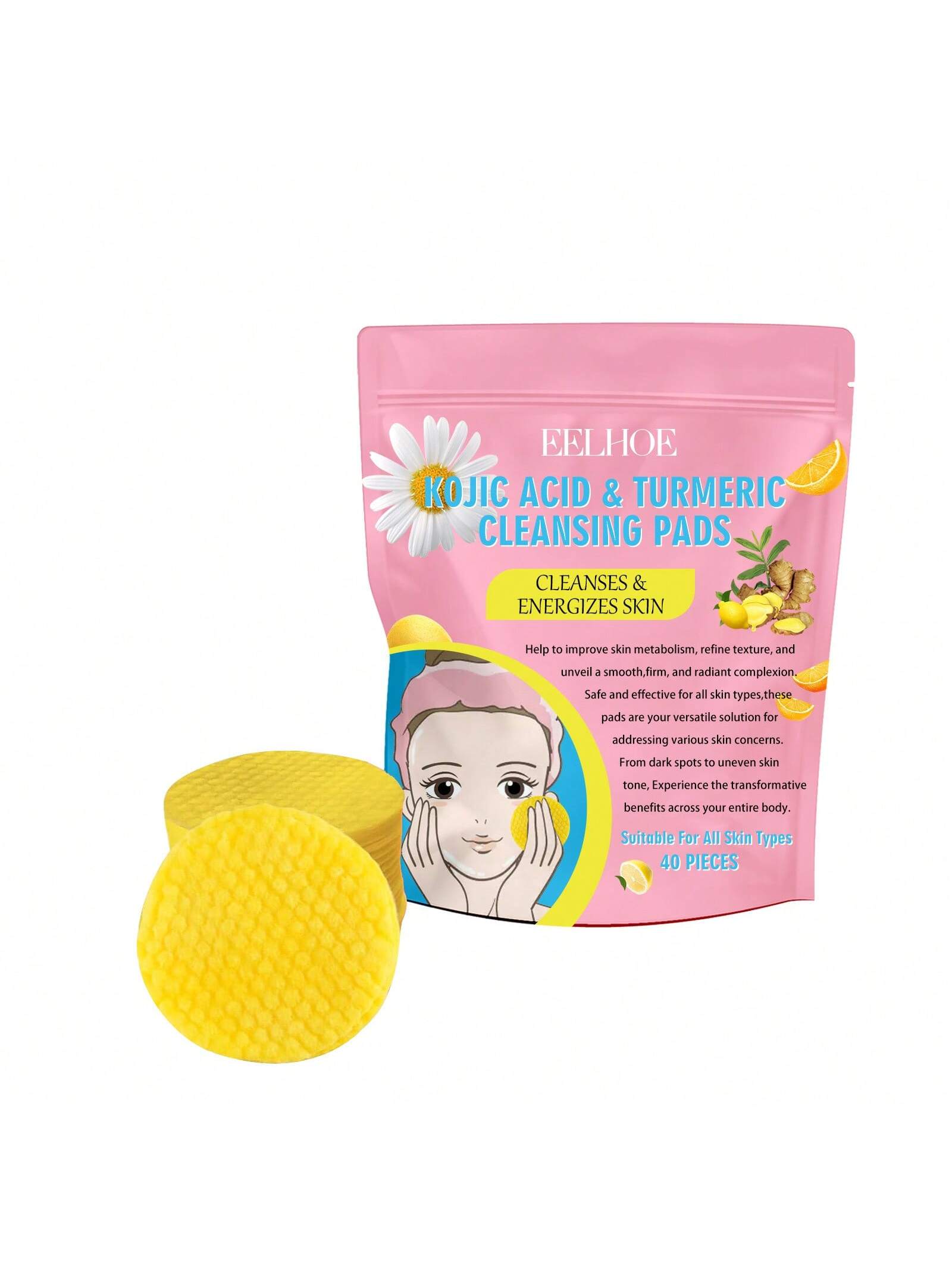 120pcs Turmeric Exfoliating Facial Pads, Gentle Cleansing, Refreshing, Moisturizing Skincare Cleansing Pads For Daily Care