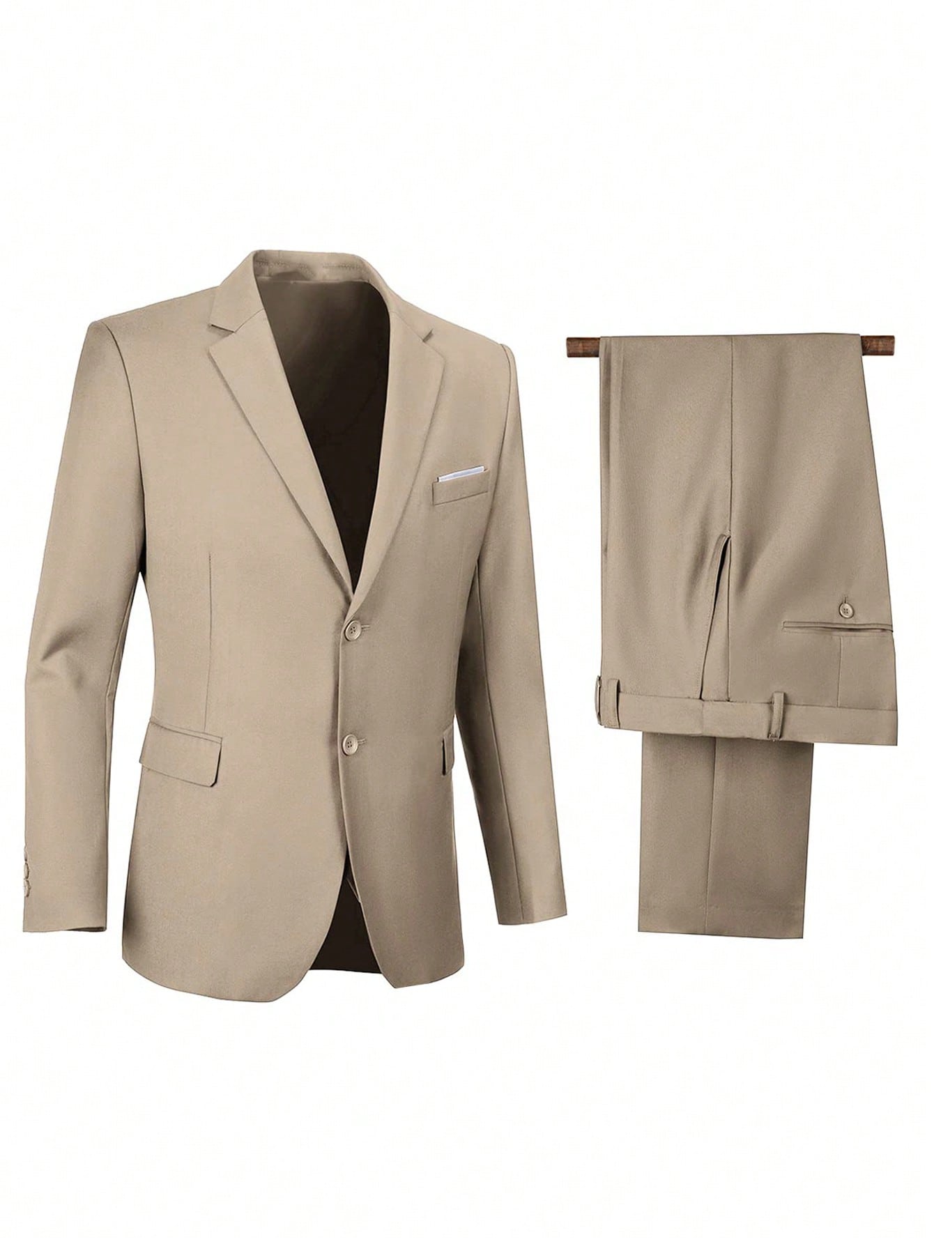 Men's Champagne Two-Piece Suit Jacket Trousers