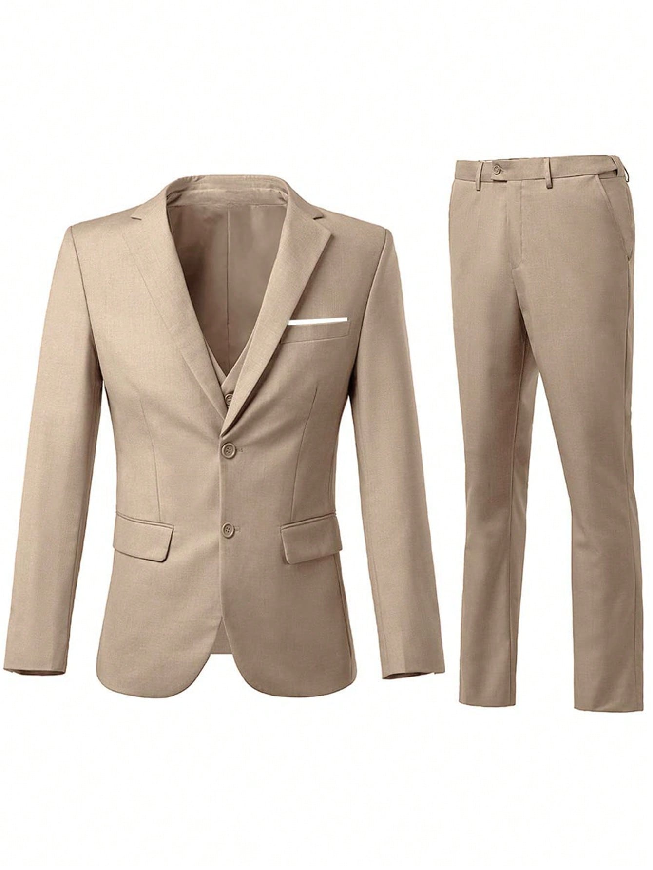 Men's Champagne Two-Piece Suit Jacket Trousers