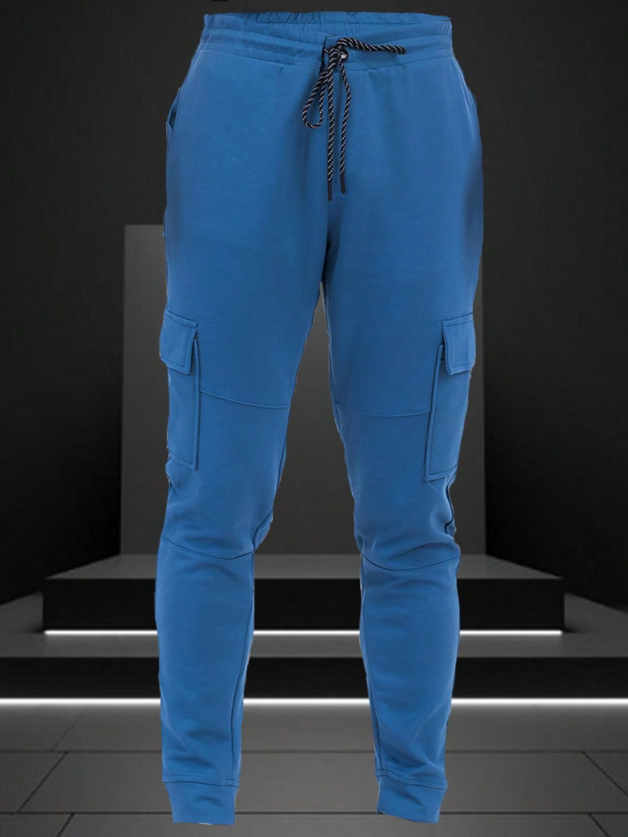Mens Cotton Blend Cargo Pocket Elastic Waist Casual Jogger Pant Sweats