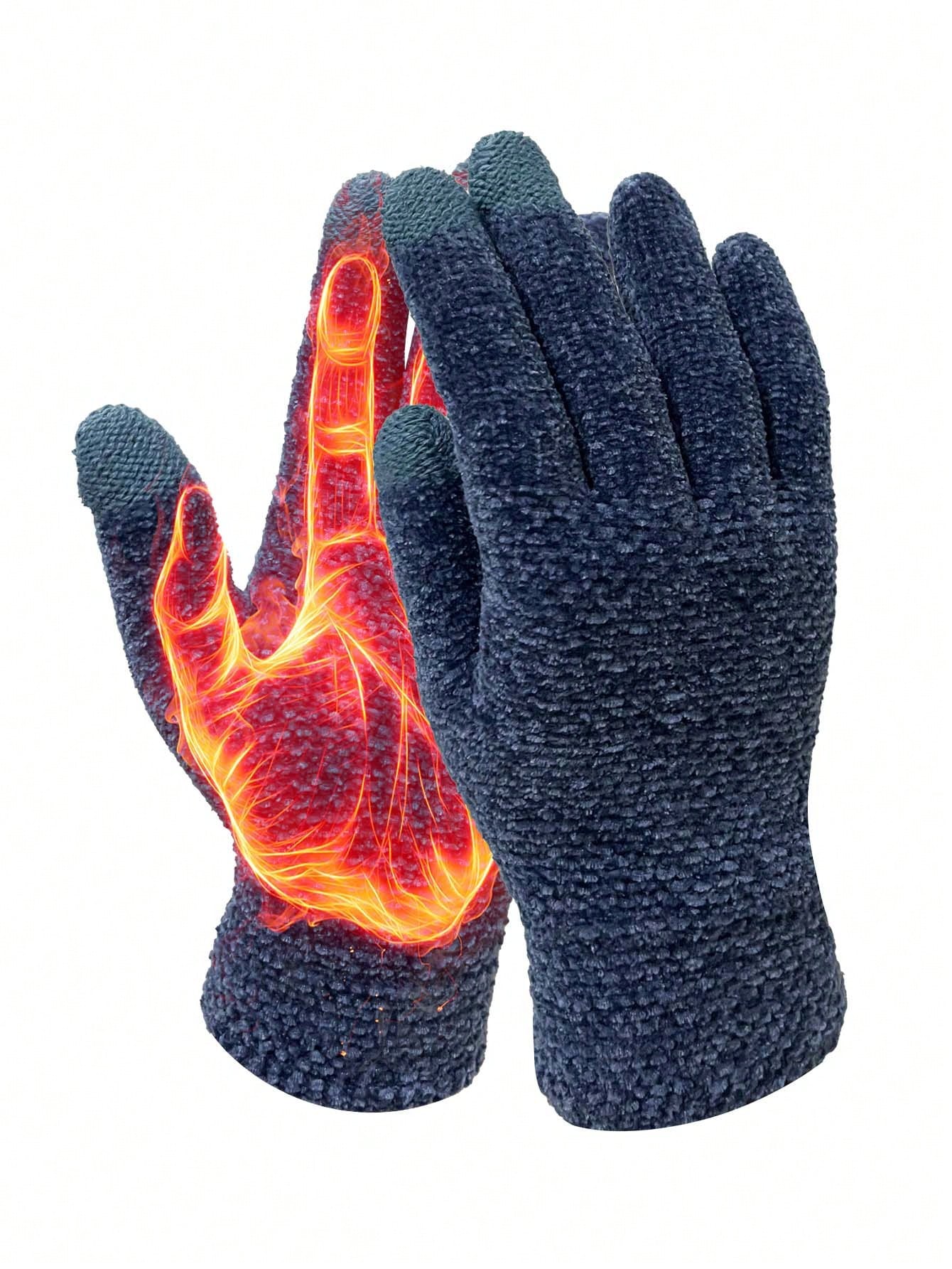 1 Pair Unisex Winter Gloves - Upgraded Touchscreen Finger Design, Warm Knitted Gloves For Cold Weather, Running, Driving - Fashionable Thick