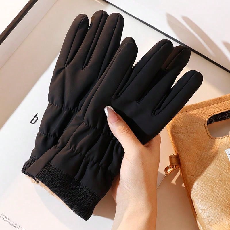 Cycling Waterproof Gloves For Women, New Winter Design, Windproof Warm Thick Thermal Lined Fingerless Gloves For Riding, Motorcycle