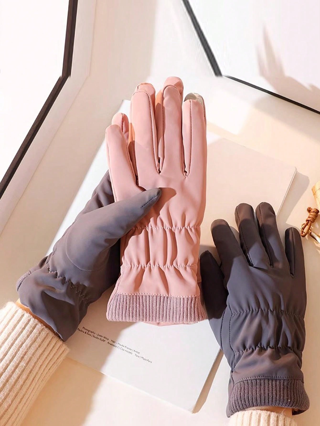 Cycling Waterproof Gloves For Women, New Winter Design, Windproof Warm Thick Thermal Lined Fingerless Gloves For Riding, Motorcycle