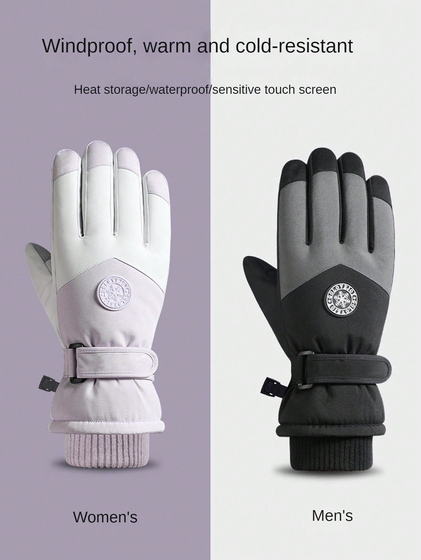 Winter Touchscreen Ski Gloves, Waterproof Windproof Thermal Thermal Lined For Outdoor Sports, Unisex