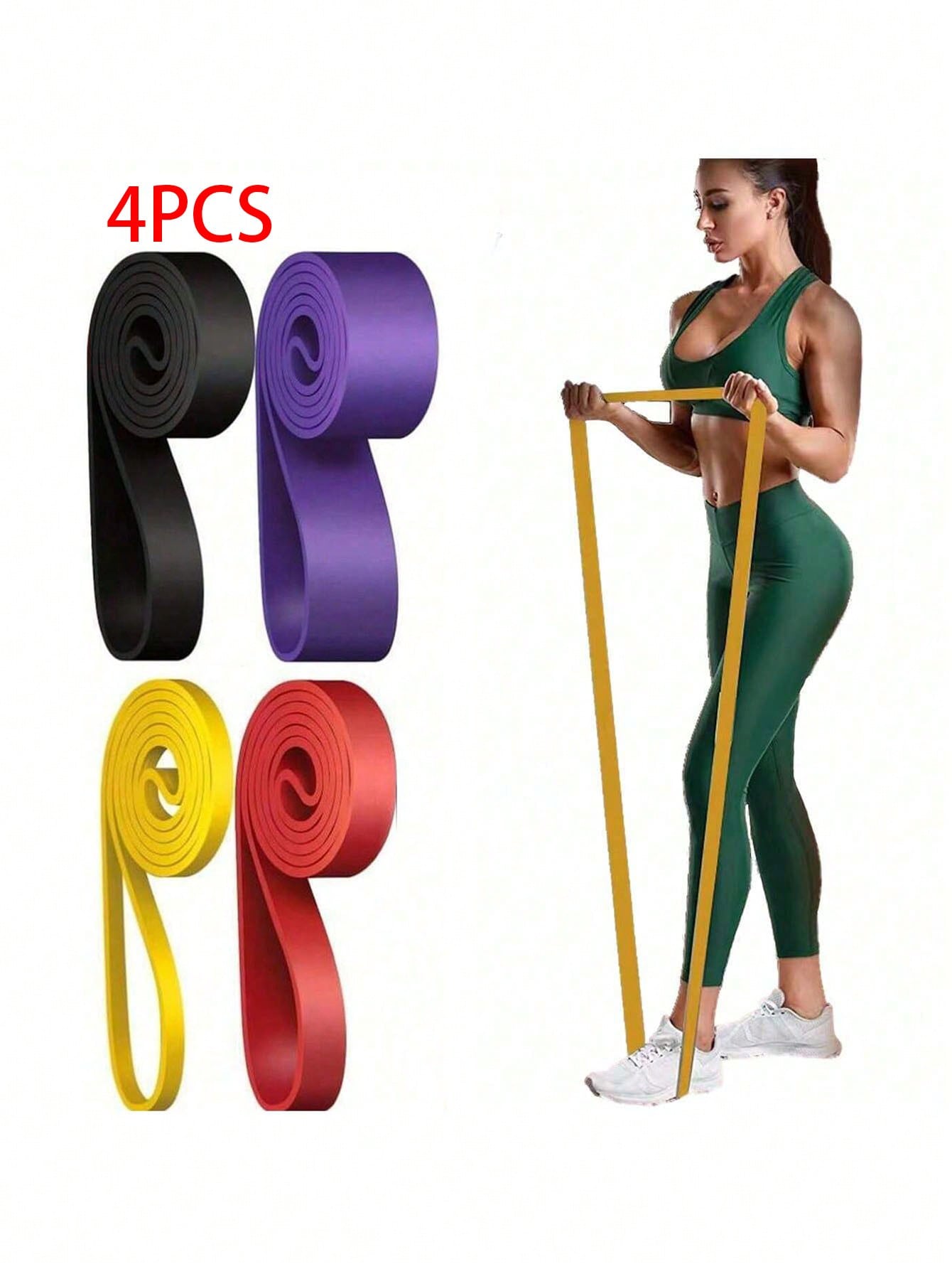 1PC/4PCS Yoga Resistance Band Set Yoga Accessories Pilates Reformer Equipment Stretch Band Resistance Heavy Workout Exercise For Physical Therapy Home Workouts Gym