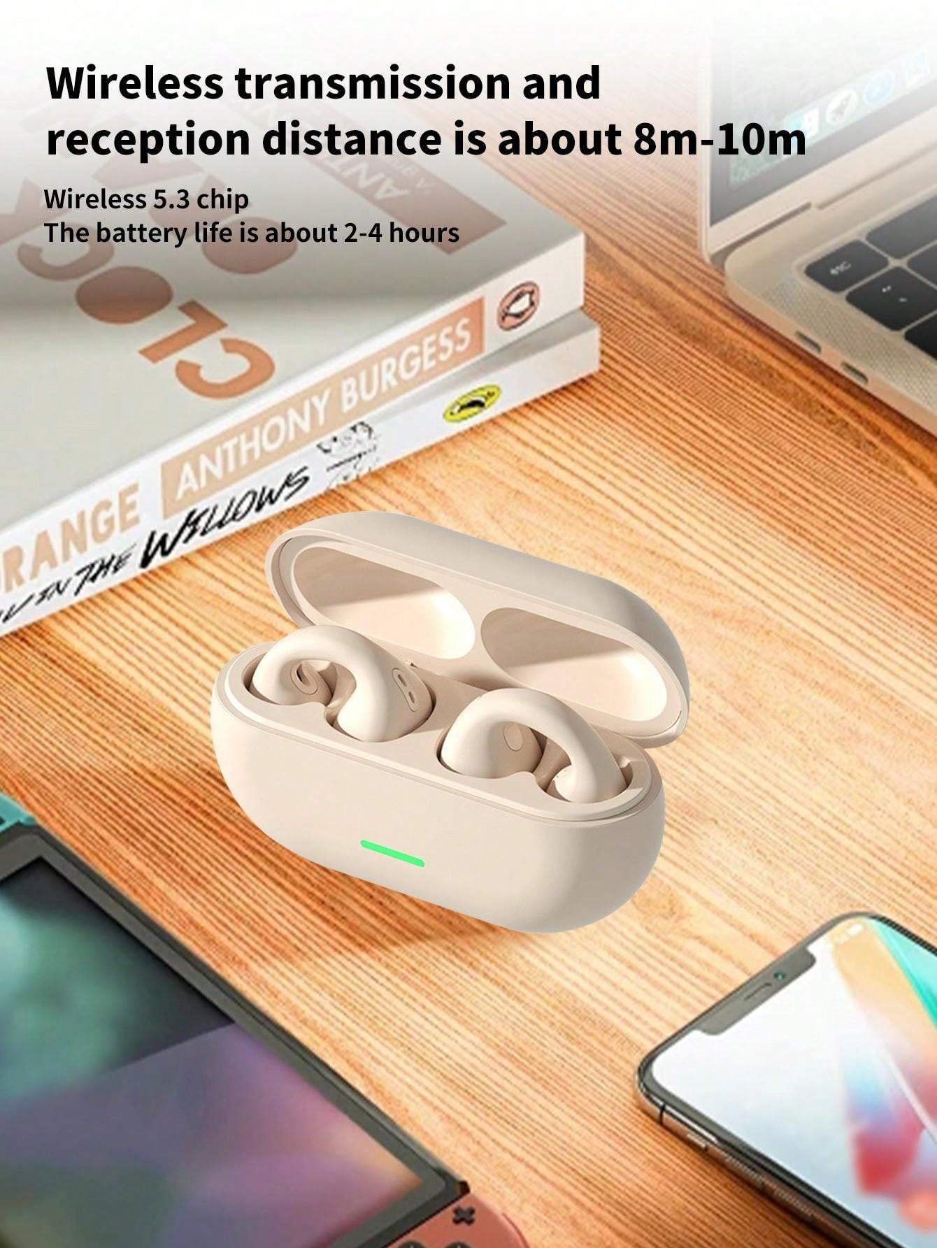 Pancoat Wireless Earbuds With 5.3 Bluetooth, Clip-On Design Wireless Sports Earphones, Extra Long Playback Time, Model S12