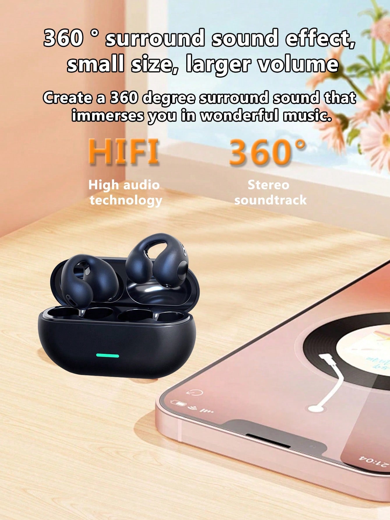 Pancoat Wireless Earbuds With 5.3 Bluetooth, Clip-On Design Wireless Sports Earphones, Extra Long Playback Time, Model S12