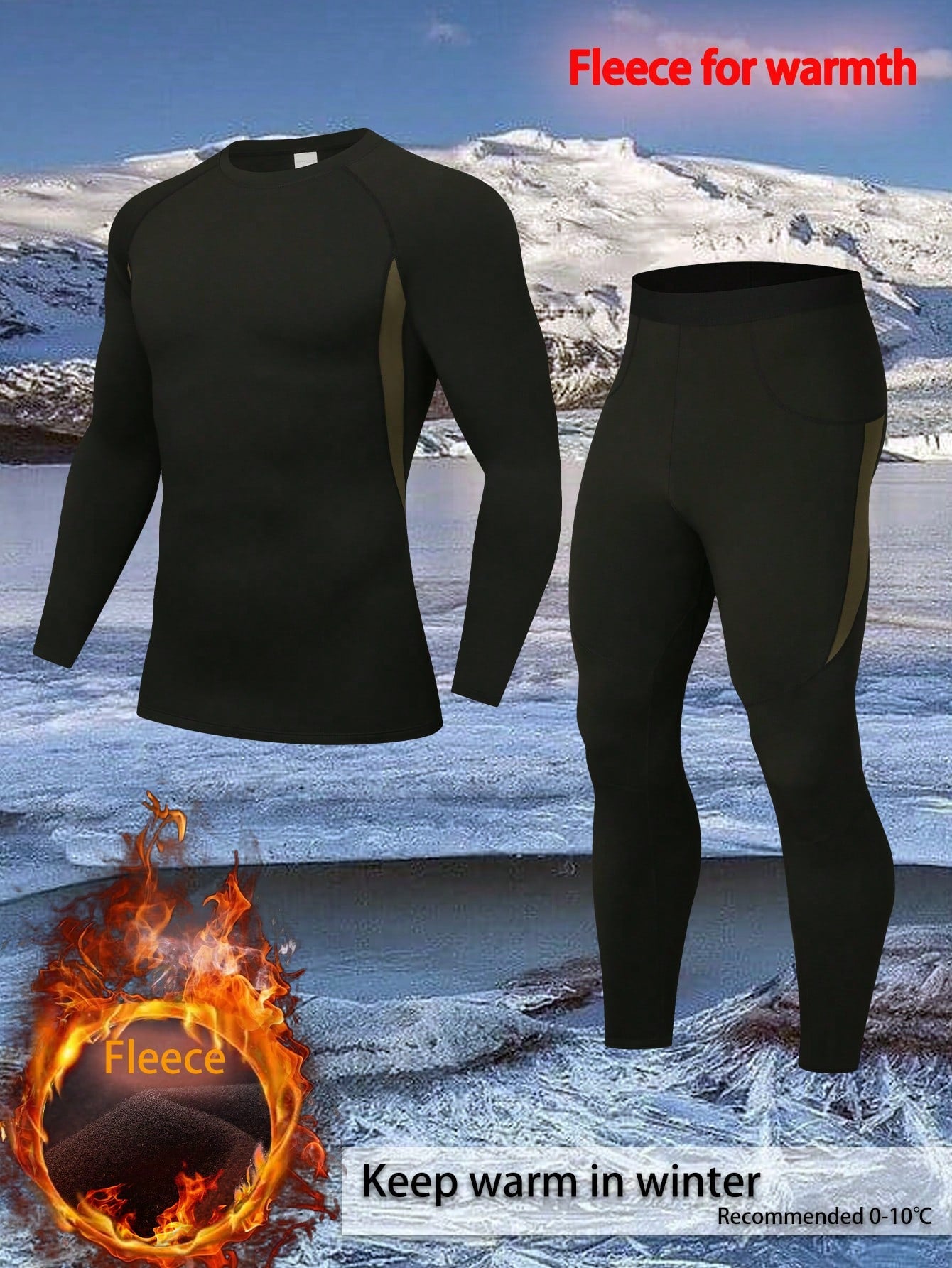 Boyfriend Style Men's Winter Thermal Underwear Set - Thermal Lined Sports Top And Bottom Thermal Base Layer, Suit For Fitness, Outdoor Sports, Hiking, Hunting, Skiing