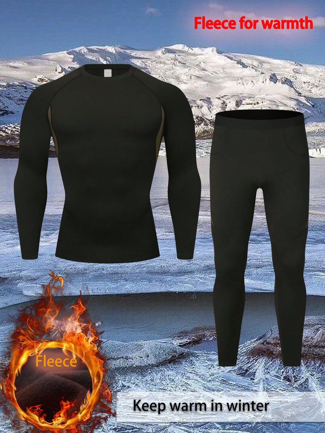 Boyfriend Style Men's Winter Thermal Underwear Set - Thermal Lined Sports Top And Bottom Thermal Base Layer, Suit For Fitness, Outdoor Sports, Hiking, Hunting, Skiing