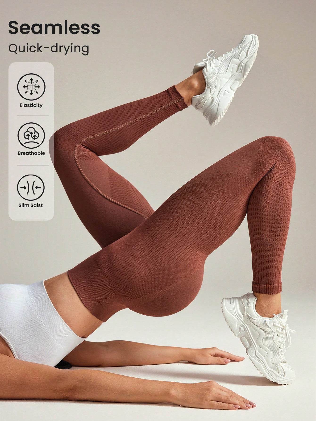 Women Solid Color High Waisted Seamless Leggings For Yoga