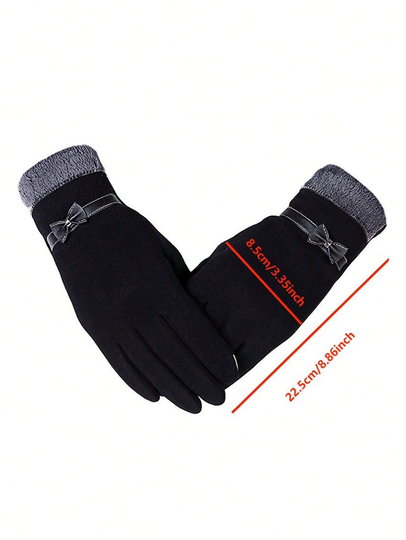 1 Pair Of Autumn And Winter Women's Velvet Touch Screen Warm Bow Slim Gloves Casual Cycling Gloves