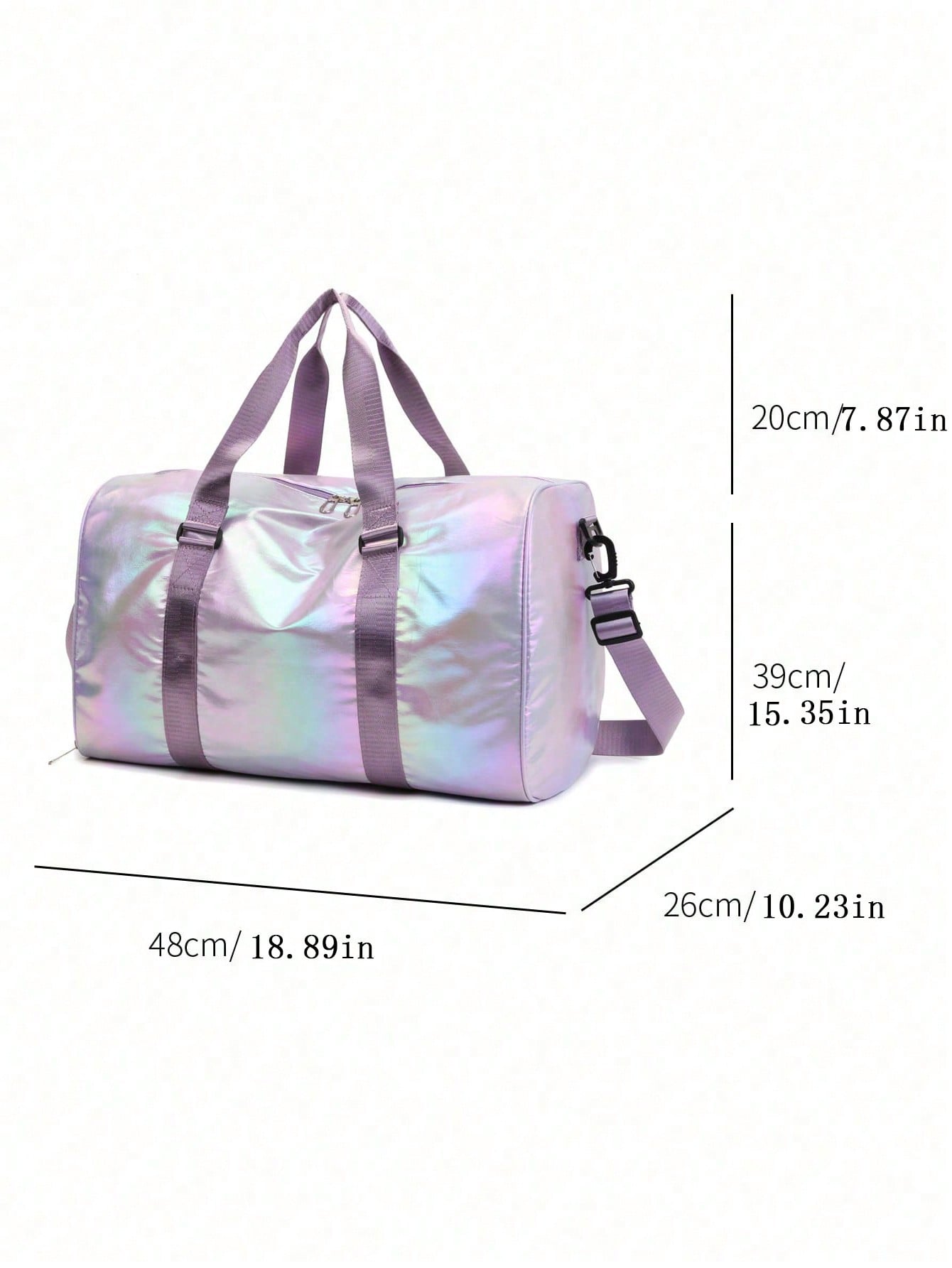 1pc Girl's Colorful Luminous Surface Travel Bag With Large Capacity For Daily Use As Handbag, Luggage, Casual Sports And Fitness Bag, Shoulder Or Crossbody Bag